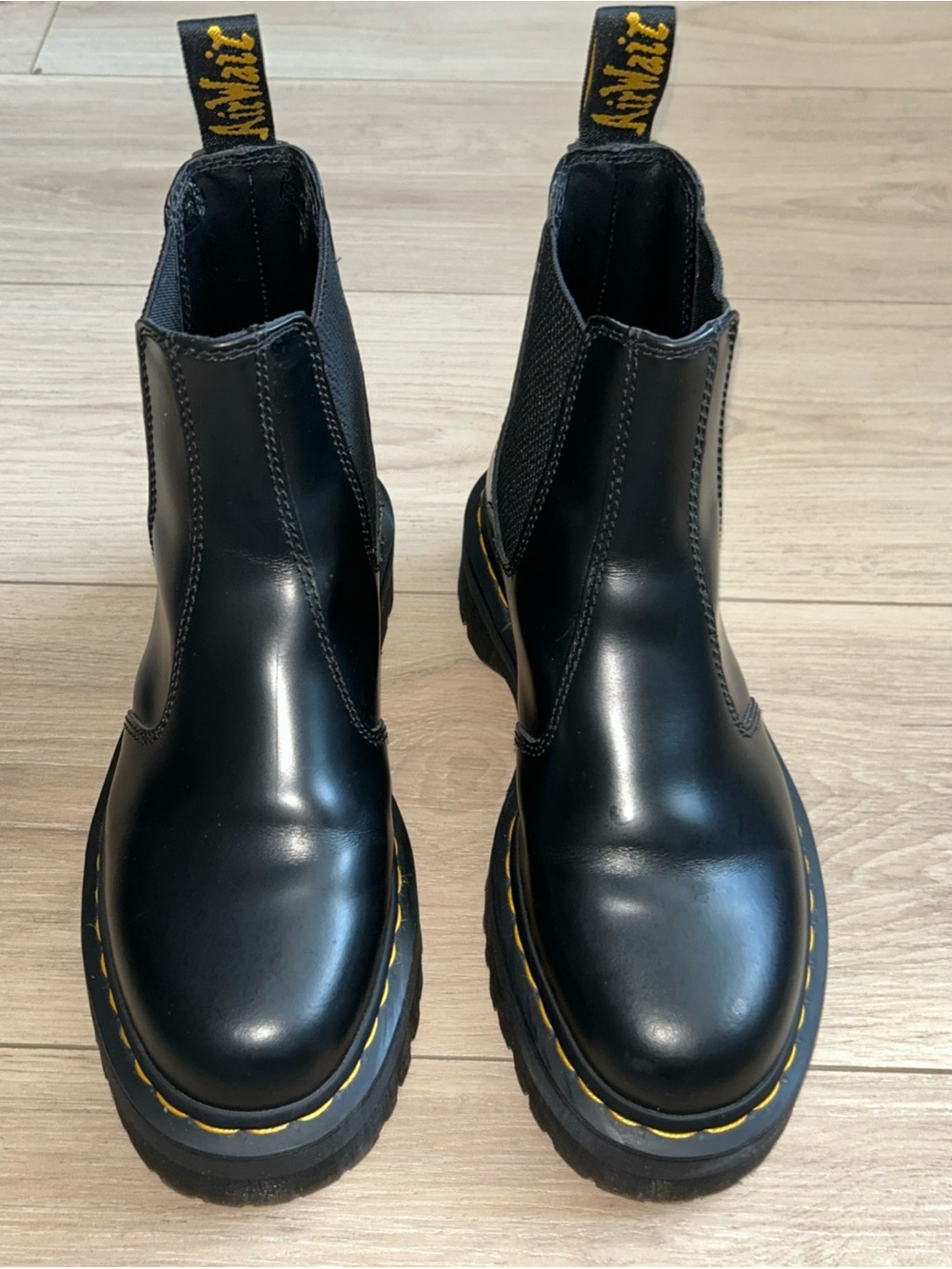 Dr. Martens 2976 Chelsea Boots in Black with Yellow Stitching